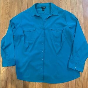 Lane Bryant 22/24‎ turquoise color button up blouse
